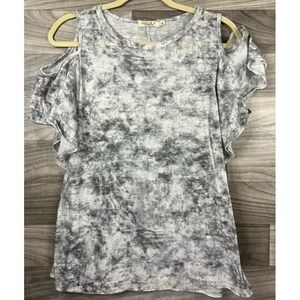 Charlie O Kinnucans Blouse Womens M Gray White Tie Dye‎ Off Shoulder Sleeve Boho